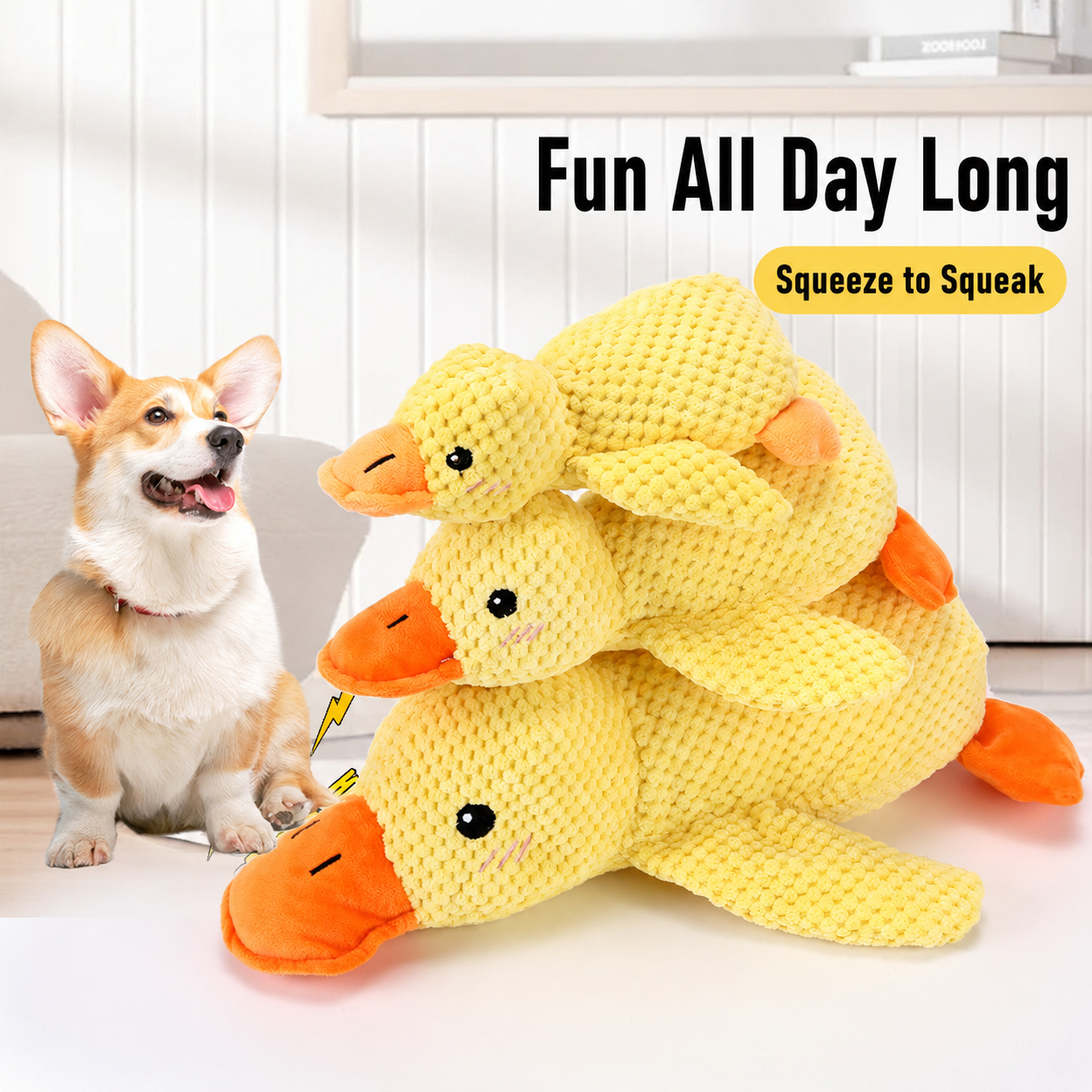 Squeaky Plush Duck Dog Toy – Soft Interactive Chew & Cuddle Toy for Dogs