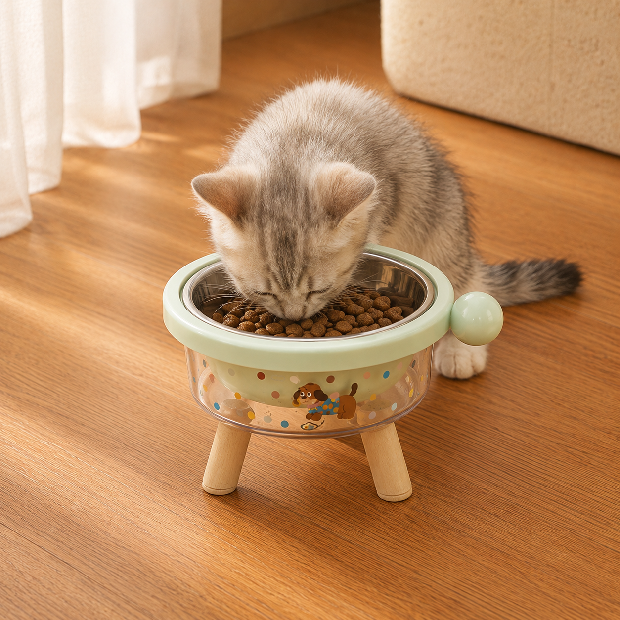 Elevated Tilted Pet Bowl with Detachable Insert – Non-Slip Feeding Bowl for Cats & Small Dogs