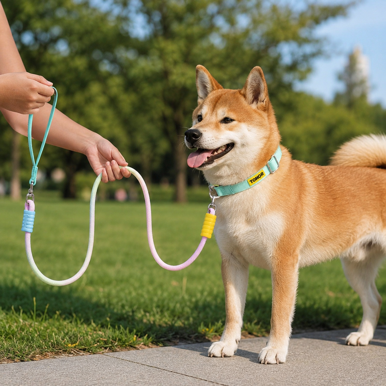 Adjustable Anti-Pull Dog Collar & Gradient Rope Leash Set – 1.2m Comfortable Walking Lead