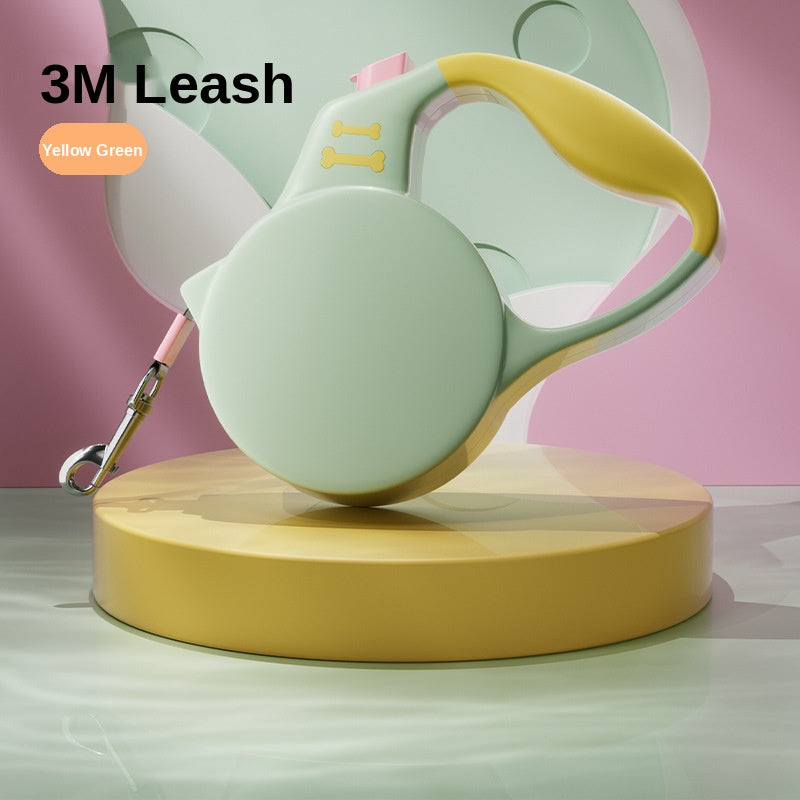 Automatic Retractable Dog Leash with One-Button Lock