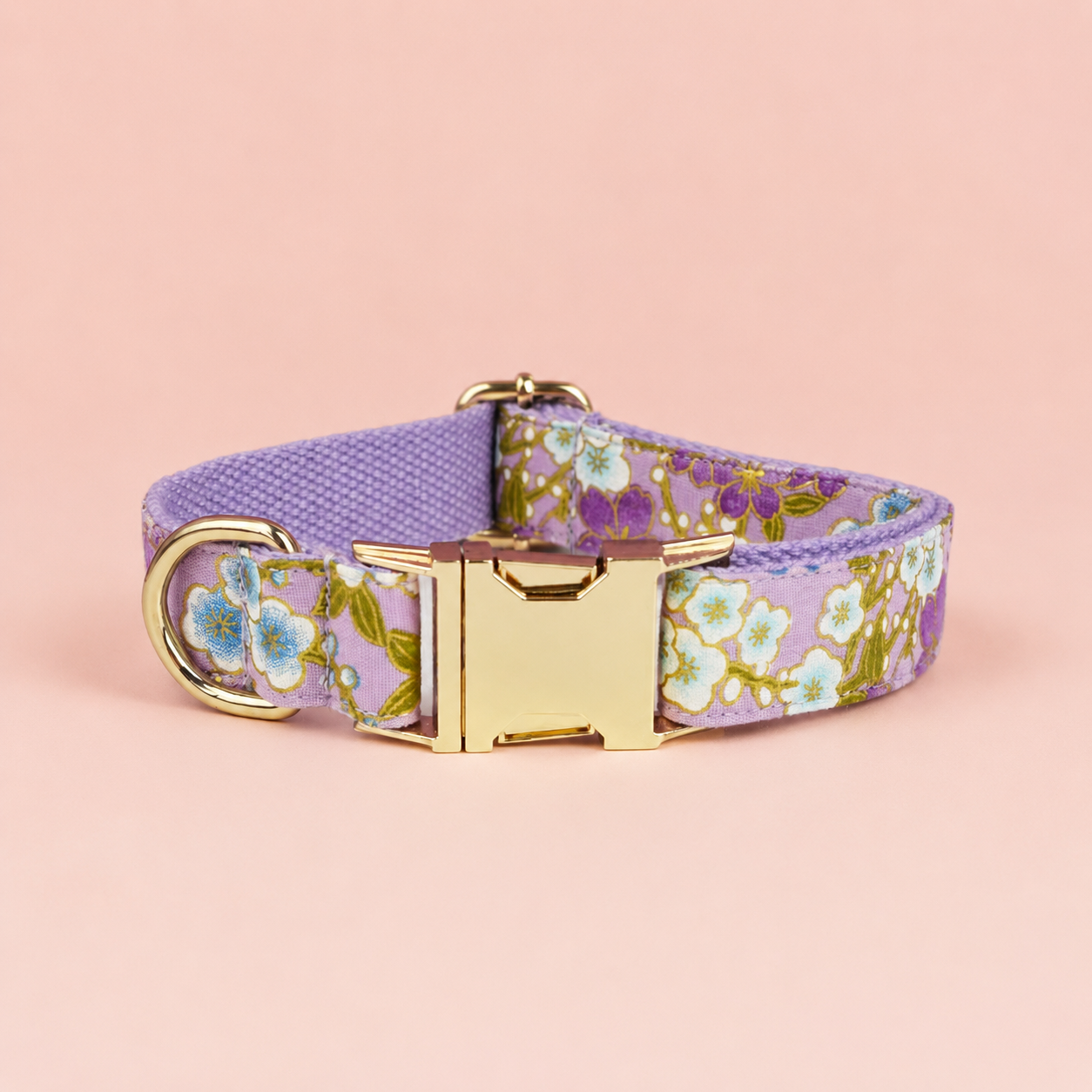Purple Floral Dog Collar, Leash, Harness & Bow Tie Set – Adjustable Pet Walking Accessories