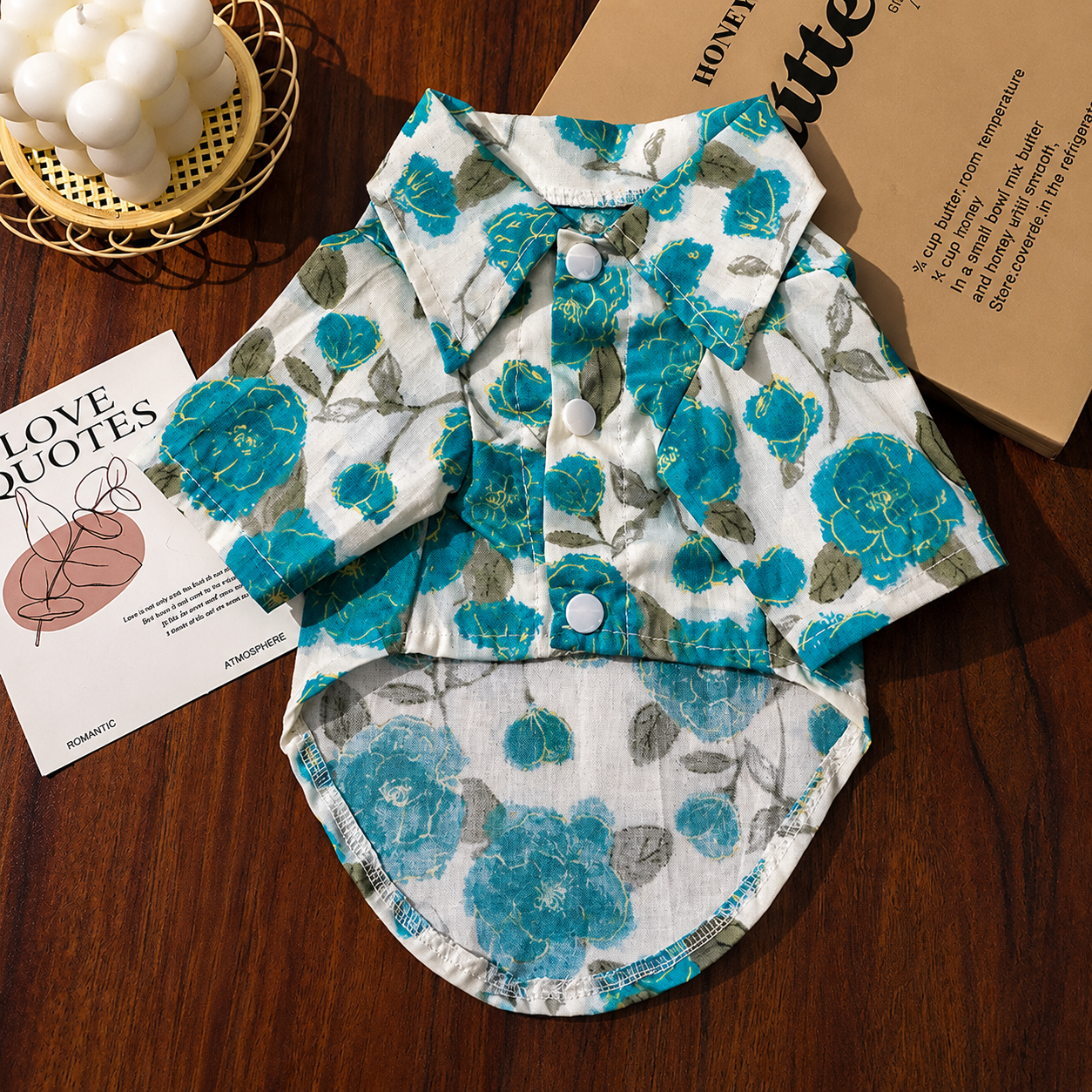 Floral Pet Shirt for Dogs & Cats – Lightweight Summer Button-Up Outfit