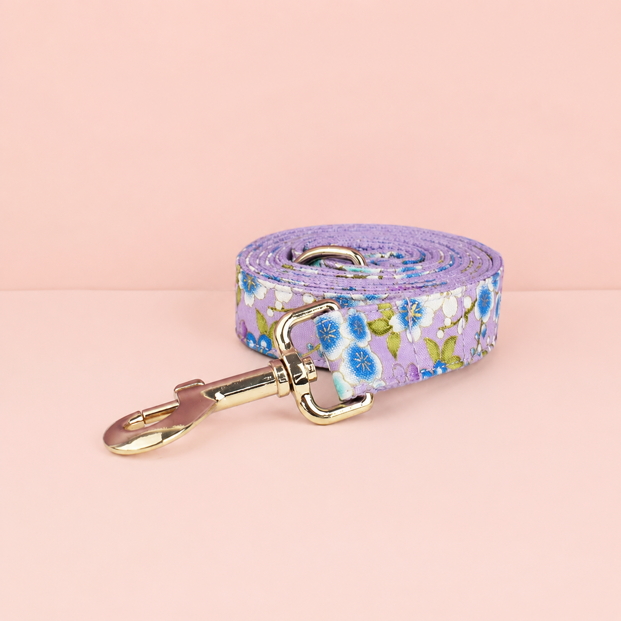 Purple Floral Dog Collar, Leash, Harness & Bow Tie Set – Adjustable Pet Walking Accessories