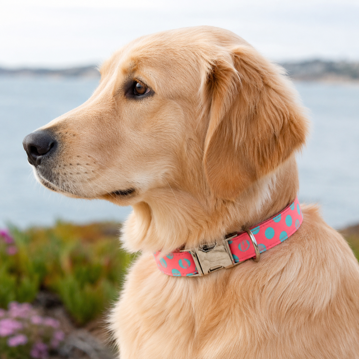 Designer Printed Dog Collar with Adjustable Fit &amp; Metal Buckle